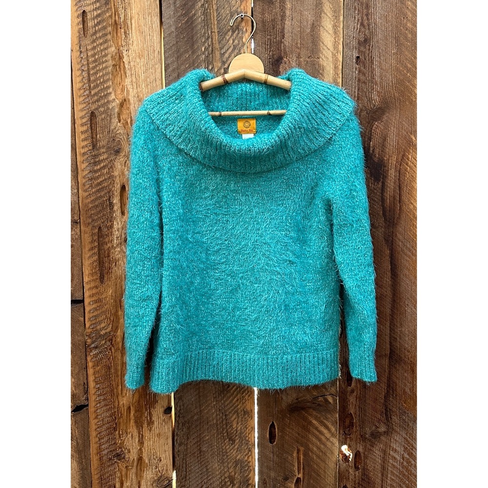 Turquoise Eyelash Knit oversized M Shaggy Metallic Boho Cozy Y2K Retro Glam Soft